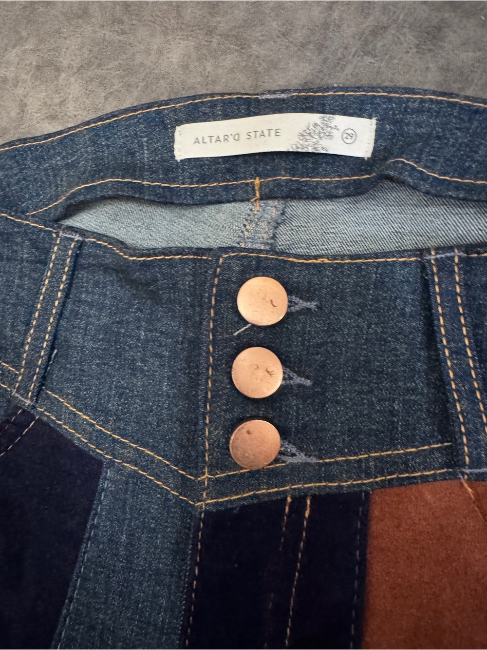 Women Altar D State Fun Retro Flare Denim Jeans Stripes Festival Boho Chic Sz29 - Picture 4 of 8